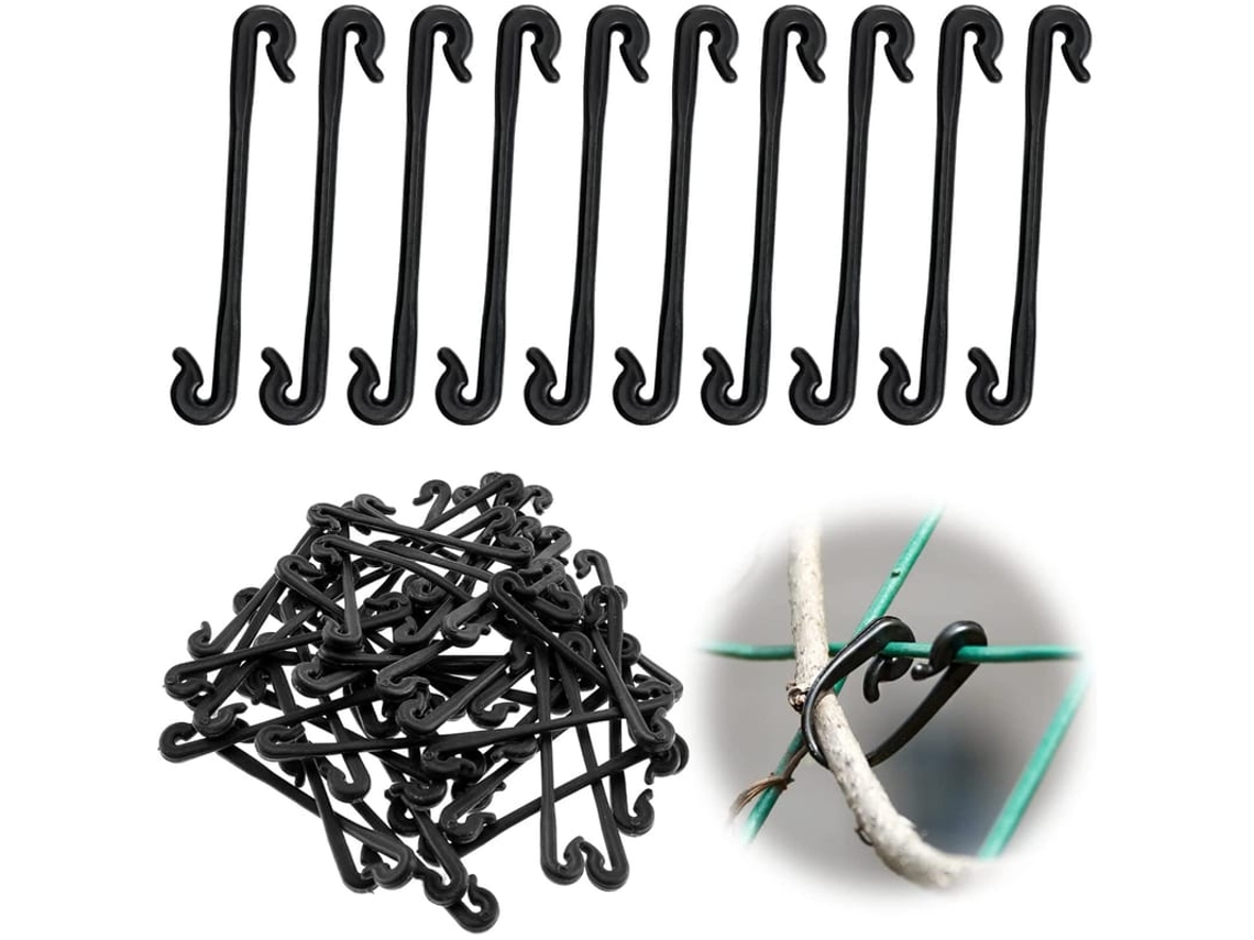 200 Clips Para Plantas Trepadeiras Tomate Vinho Jardim Apoio Plástico Preto Ferramentas De Jardinagem
