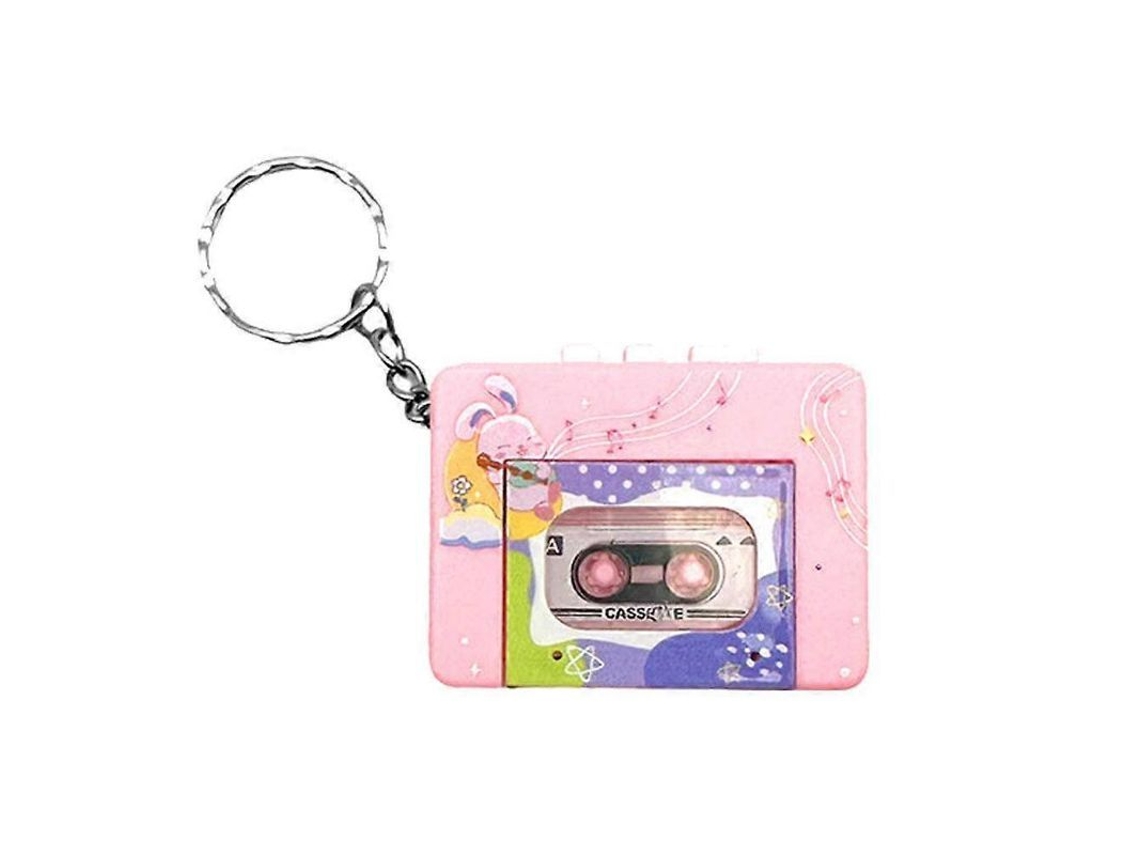 Player de Cassete Retro Mini com Chaveiro Design Compacto | S/MARCA
