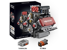 (478 Peças) Brinquedo De Blocos De Montar Com Partículas Pequenas: Motor Mecânico Vermelho V8, Motor Elétrico, Modelo Elétrico.