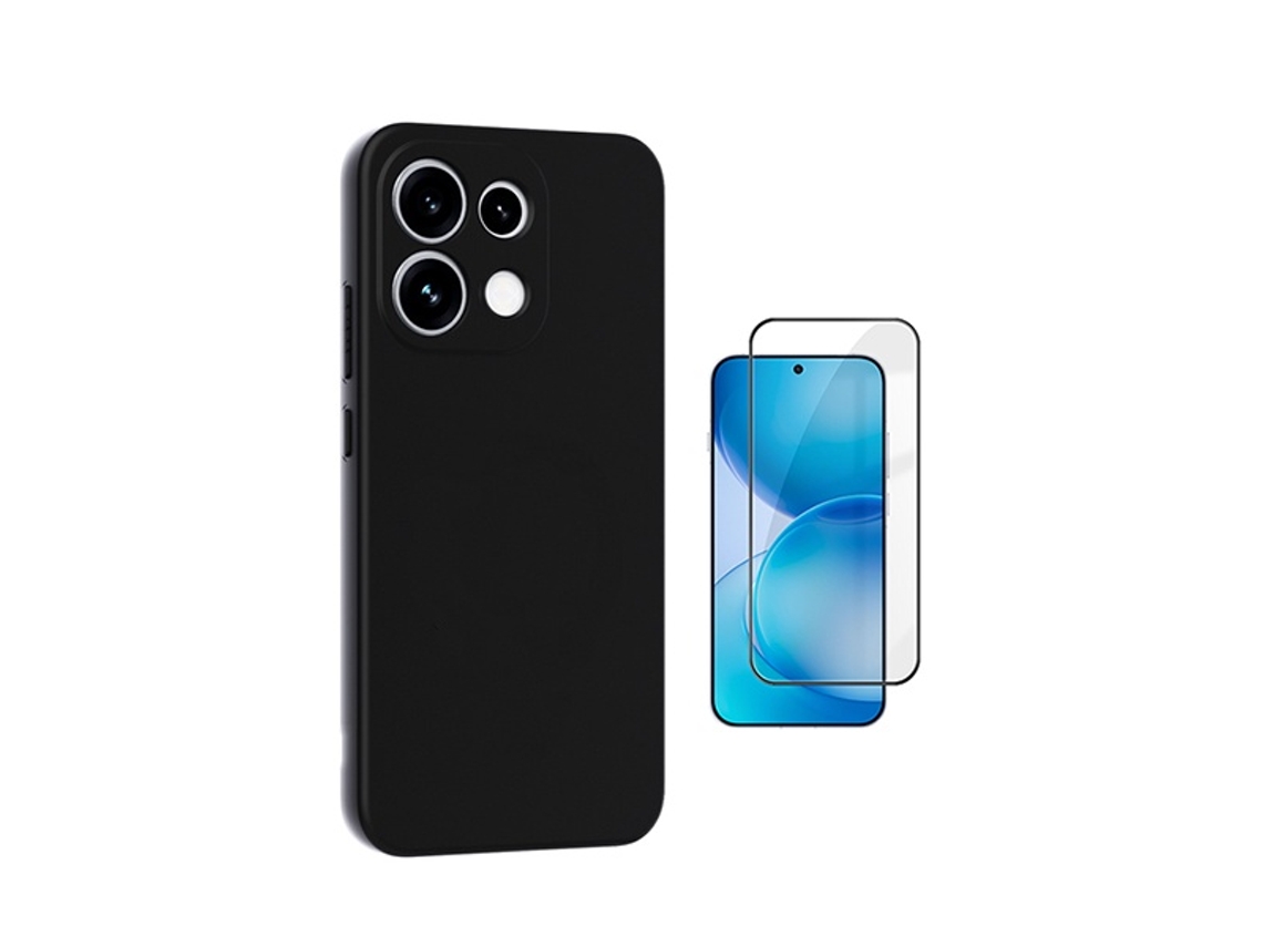 Kit Vidro Temperado Capa Silicone Líquido Phonecare Para Oppo Reno16 Fs 5g - Preto