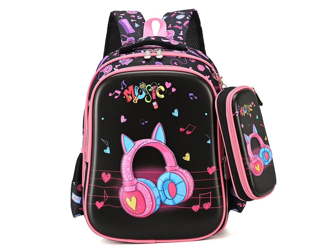 Conjunto De Mochila Escolar E Estojo Para Lápis, Composto Por Duas Peças, Para Alunos Do Ensino Fundamental – Mochila Infantil Rígida De 15 Polegada
