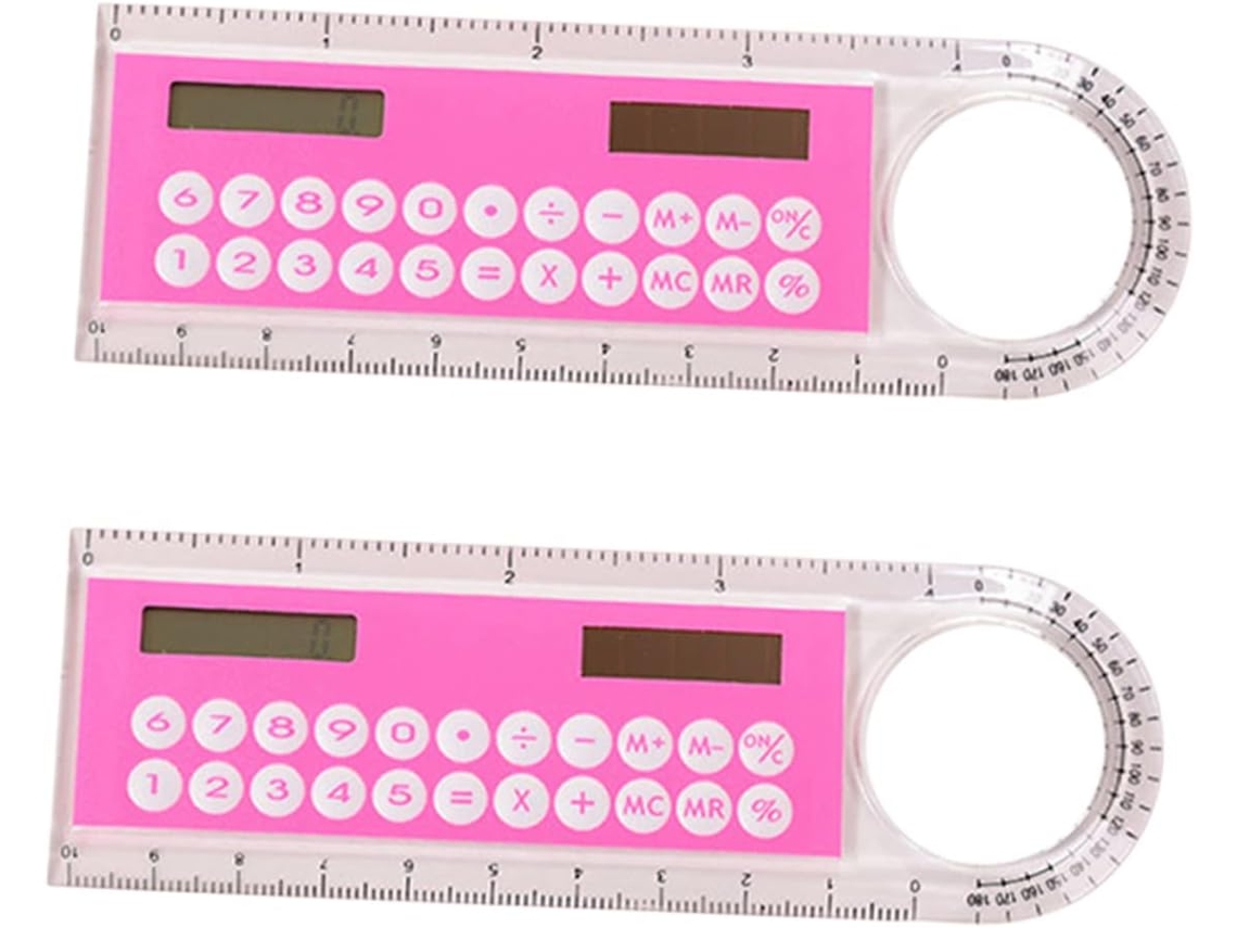 Régua Calculadora De Plástico Rosa De 10 Cm, Pacote Com 2 Unidades