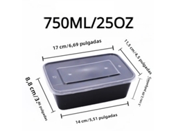 Recipiente Para Salada De Frutas Preto (750 Ml) (10/20 Unidades) - Ecológico