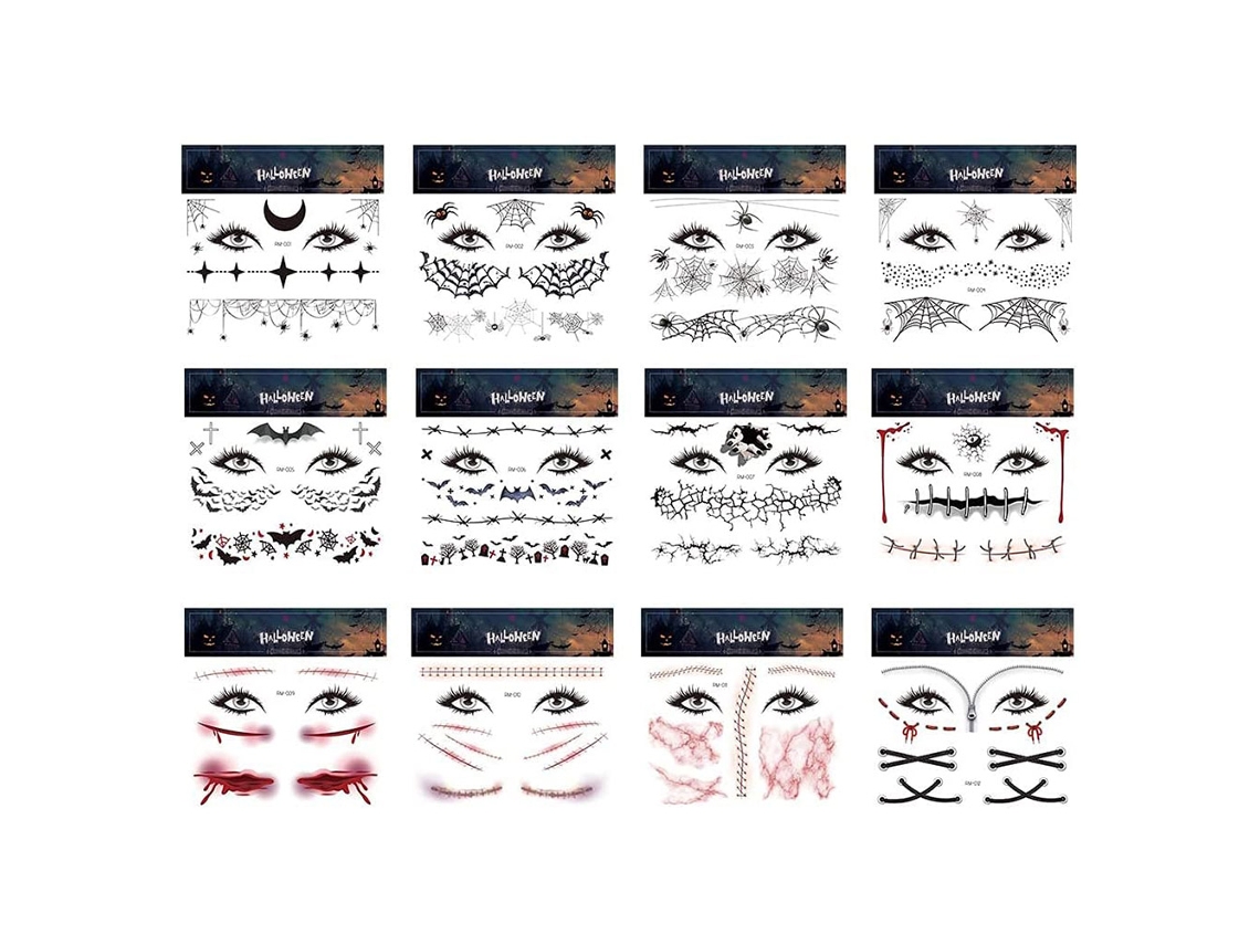 Stickers De Tatuagem Com Efeito Horror Para Decorar Carnaval