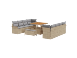Conjunto 11 Conjunto De Sofá De Jardim Vidaxl Bege Vime Pe (242,5 X 62 X 85 Cm)