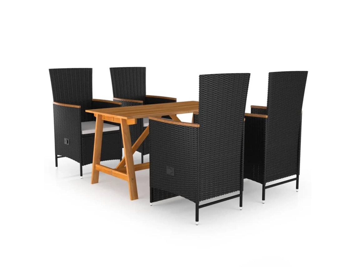Pcs Conjunto De Jantar Para Jardim Preto Dkd Home Decor