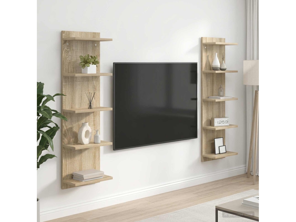 Vidaxl Prateleira De Parede 2 Unid. Carvalho Sonoma 30 X 15 X 100 Cm