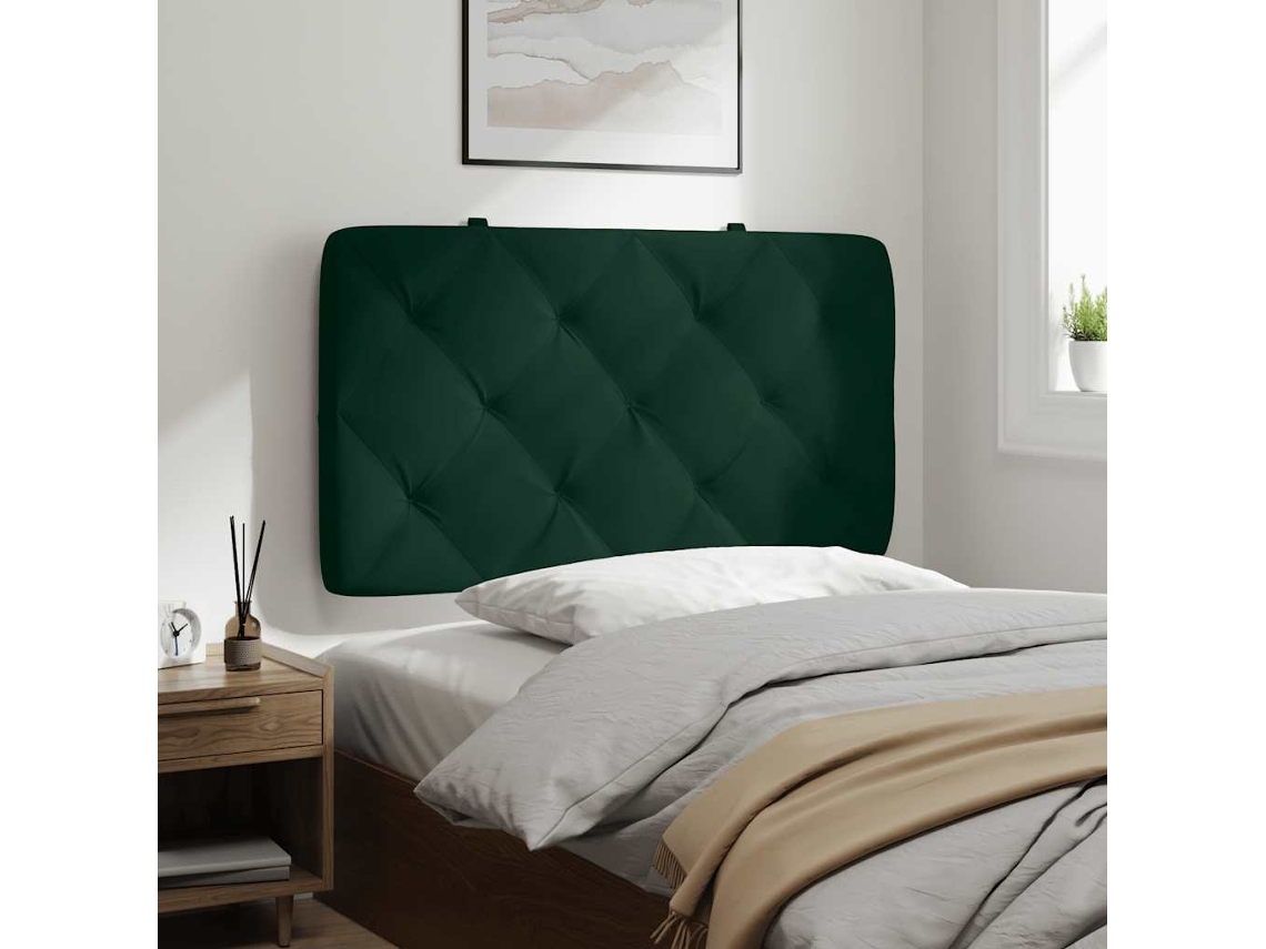 Vidaxl Almofadão De Cabeceira 80 Cm Veludo Verde-escuro