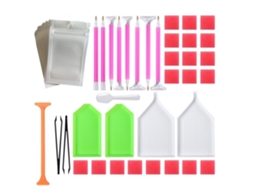Kit com 56 Ferramentas e Acessórios para Pintura com Diamantes, Incluindo Bandeja de Plástico e Suporte. AQUAFORGE