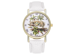 Relógio de Pulso Analógico de Quartzo com Pulseira de Pu para Casais Estilo Moderno e Elegante (branco)