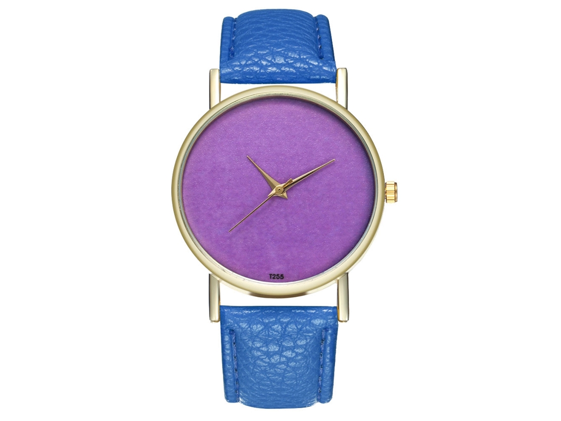 Relógio de pulso analógico de quartzo com mostrador redondo elegante (azul royal)