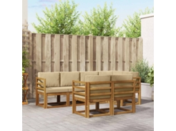 Vidaxl Conjunto De Sofás Para Exterior 7 Pcs Natural E Bege