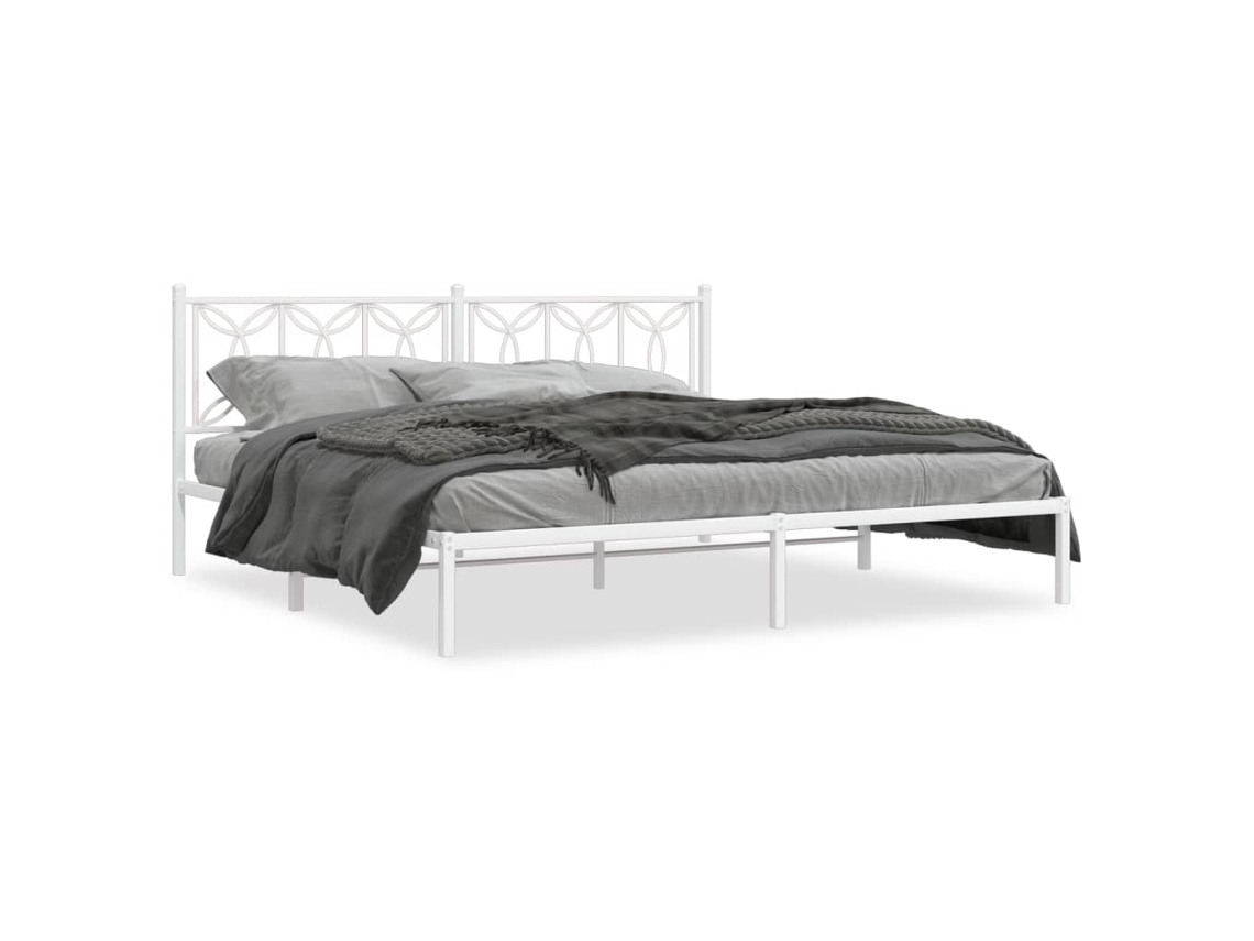 Bed Frame, Bed Frames Vidaxl Branco Metal (193 X 203 Cm)