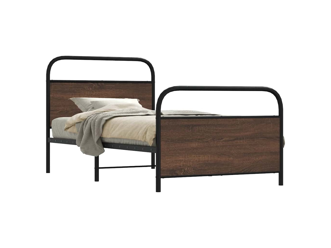 Vidaxl Estrutura Cama S/ Colchão Derivados Madeira Carvalho Castanho