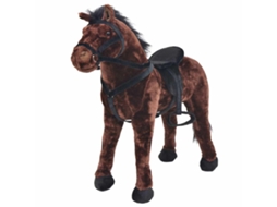 Vidaxl Cavalo De Montar Em Peluche Castanho Escuro Xxl