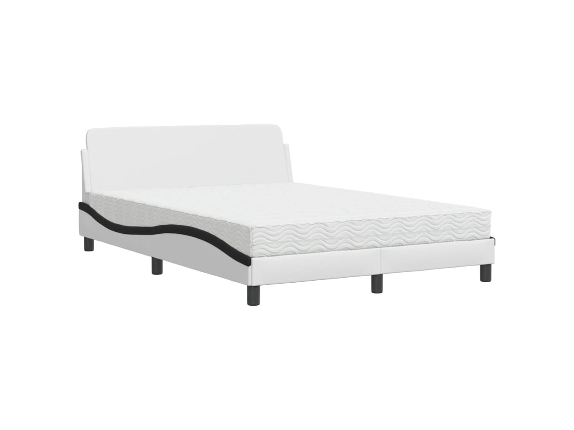 Cama com Colchão Dover 140x190 Cm Couro Artificial Preto e Branco MAISON EXCLUSIVE