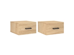 Wall-mounted Bedside Cabinet, Wall-mounted Bedside Cabinets Vidaxl Marrom Madeira Processada (n/a)