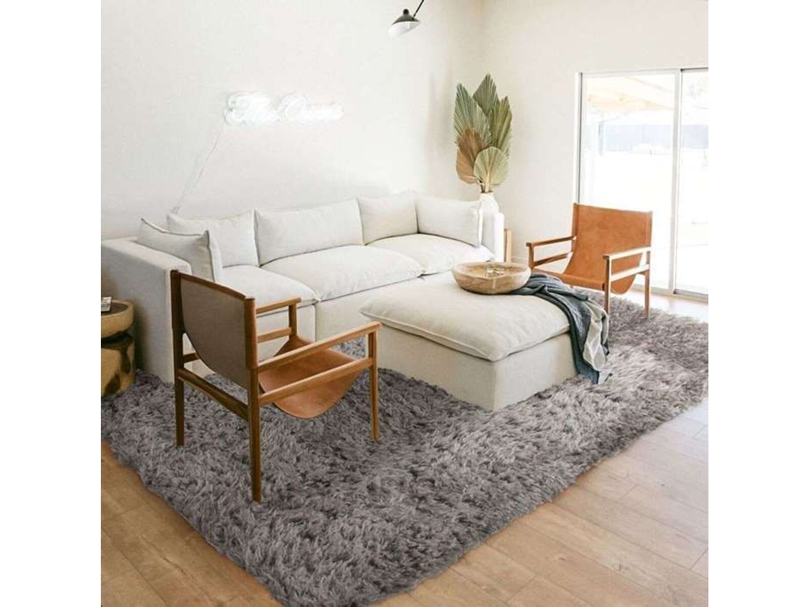 Tapete Muito Macio Imitação de Pelagem Cinza Claro 197x290 THE DECO FACTORY