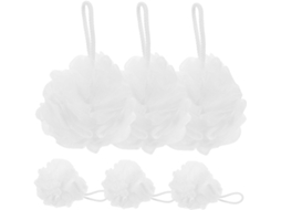Conjunto De 6 Esponjas De Banho Vegetais Brancas, Portáteis E Duráveis, Compacto, Com Cordão, Para A Gokoco