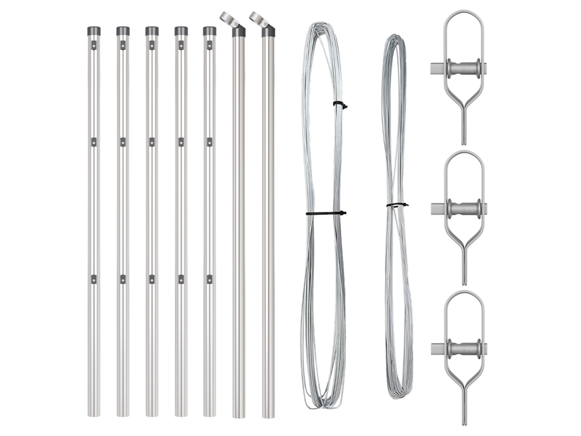 Conjunto 7 Poste De Cerca Vidaxl Prateado Aço (80 Cm)