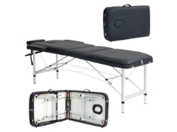 Mesa de massagem dobrável, altura ajustável, alumínio e plástico, 84cm, 215x81x61cm, preto | S/MARCA