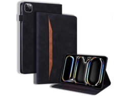 Capa para iPad Pro 11 com compartimento para cartão e suporte de couro sintético, Hengrongshen Preto (2024)