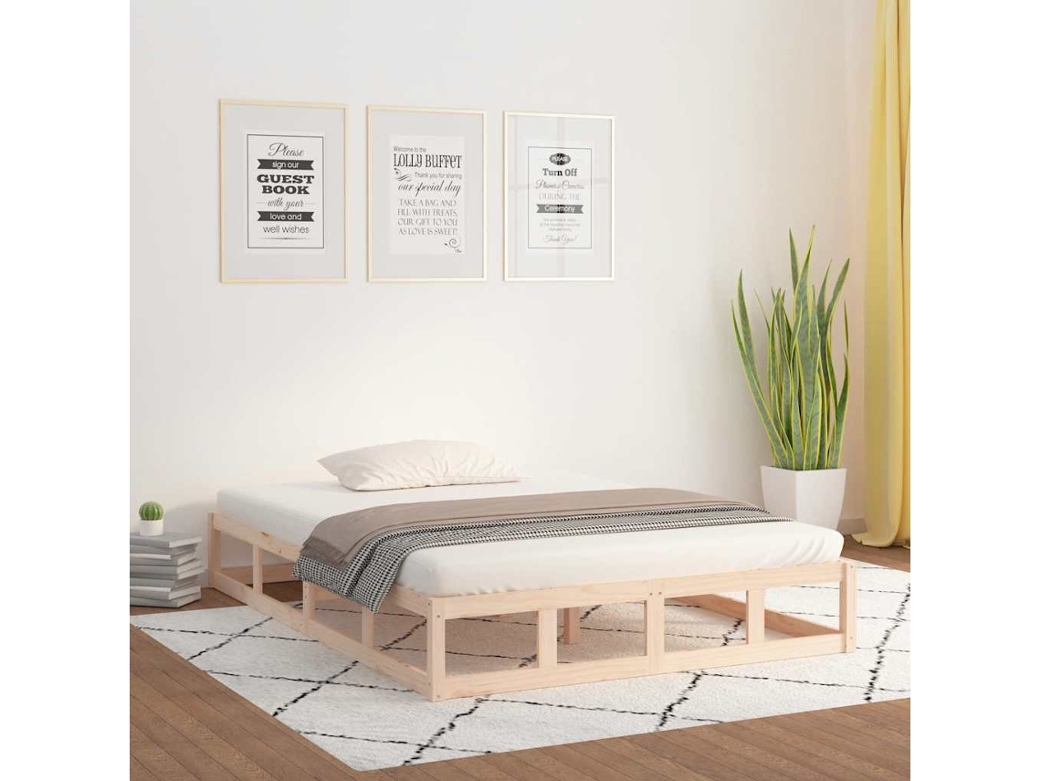 Vidaxl Estrutura De Cama 140x190 Cm Madeira Maciça