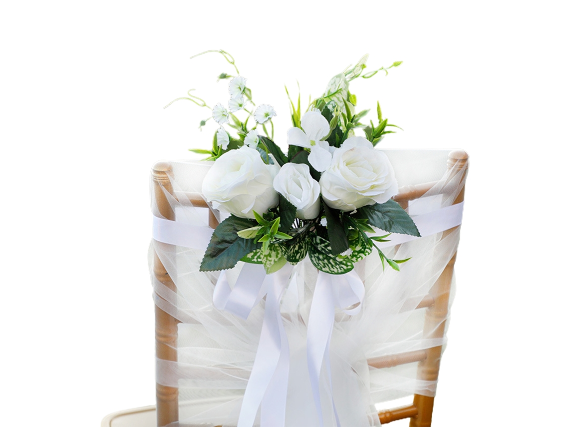Cadeira Flor (simulação, Com Tule Branco)