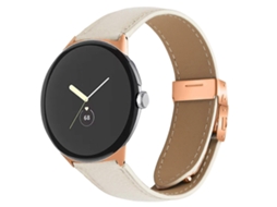 Pulseira De Couro Com Textura De Lichia E Fivela Tartaruga Em Tom Rosé Dourado Para Google Pixel Watch / Watch 2 / 3 (41 Mm)