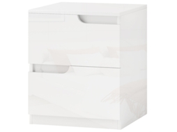 Mesa Cabeceira 2 Gavetas Branco Brilhante 40x40x48cm VELTRIX