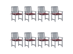 Vidaxl Cadeiras De Jardim C/ Almofadões 8 Pcs Acácia Maciça Cinzento