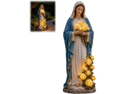 Luminária De Jardim Da Virgem Maria, Estátua Da Virgem Maria Com Luz Solar Externa E Rosas De Led Brilhantes, Decoração