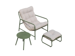 Conjunto De Mobiliário De Jardim Trerdfjoa 3 Pcs. Aço Verde/cinzento [EN.CASA]