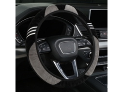Capa Universal para Volante de Carro HENTEN HOME para Diâmetro de 38 Cm Material de Pelúcia (cinza)
