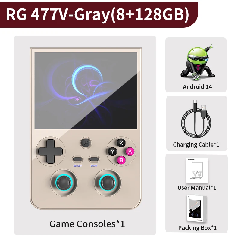 128g cinzento (8 128g)rg477v Consola de Jogos 4.7" com Efeito Dsp, Suporte Ia e Saída Dp 1080p MDUG (jogos 4k)