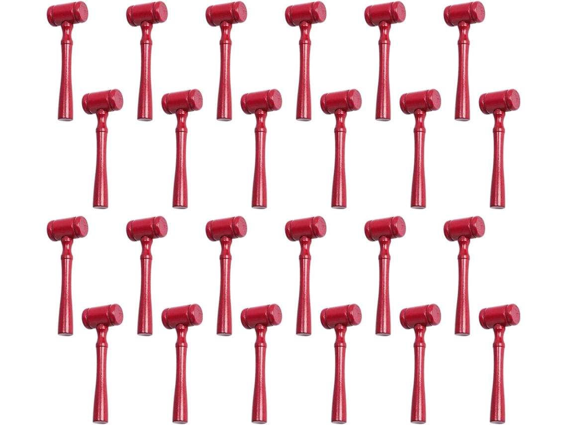 Conjunto De Martelos Madeira Vermelhos, 24 Peças, Martelo De Juiz 15cm 5, 9 Polegadas, Acessório Decoração De