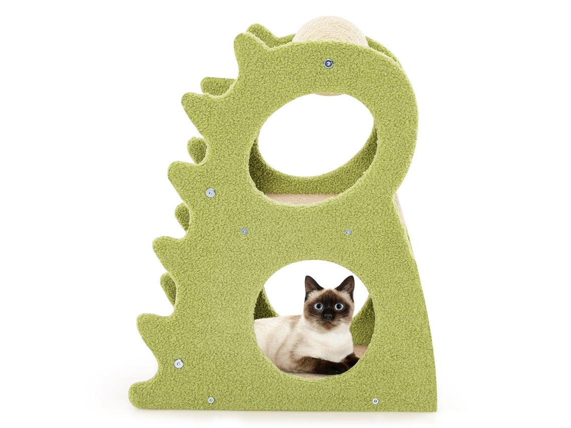 Árvore para gatos com 2 níveis, formato de dinossauro, verde, 48x37x58 cm NORTHIX