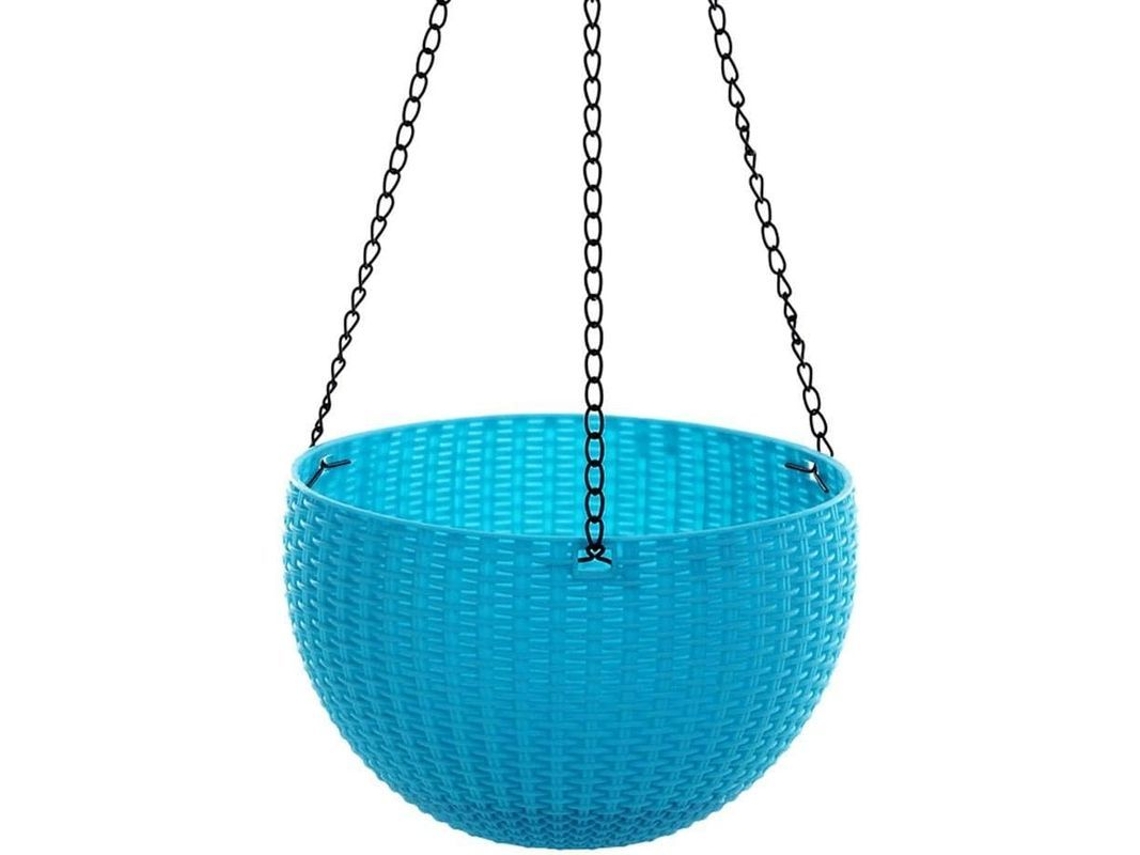 Vasos de Suspensão de Resina com Design de Rattan Azul para Plantas | S/MARCA