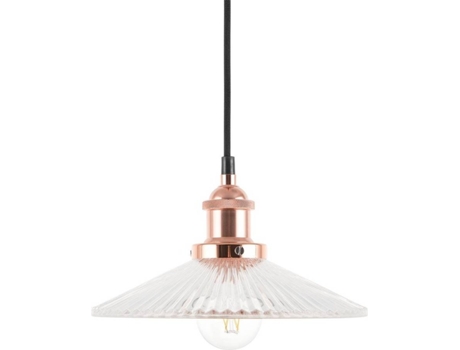Candeeiro de teto em vidro e metal cor de cobre CURONE