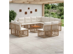 Vidaxl Conjunto De Sofás Para Exterior 12 Pcs Natural E Branco Creme