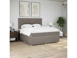 Cama Com Molas/colchão 200x200 Cm Tecido Castanho-acinzentado