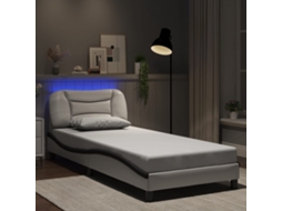 Vidaxl Estrutura De Cama Com Led Sem Colchão Hvar 80x200 Cm Branco/preto