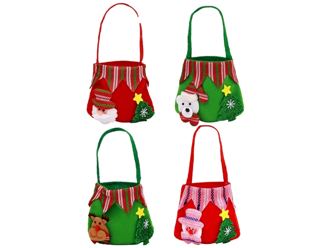 Conjunto de 4 Sacos para Presentes de Natal com Cordão Doces Decorações em Forma de Maçã, Ergonômico, Uso Diário STELASPLEN