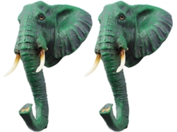 Ganchos De Parede Em Resina Com Cabeça Elefante Operitacx Para Organização Casacos E Chapéus, Formato De Animal, 2 Peças