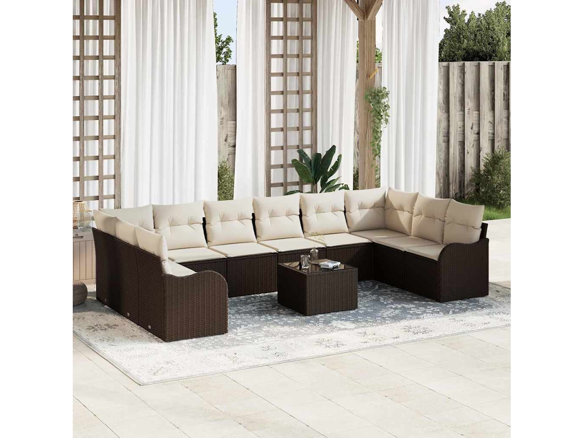 Vidaxl Conjunto De Sofá De Jardim Castanho 55 X 55 X 37 Cm Vime Pe