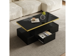 Mesa Centro Laca Brilho Led Prateleiras Lateral Sala Sofá