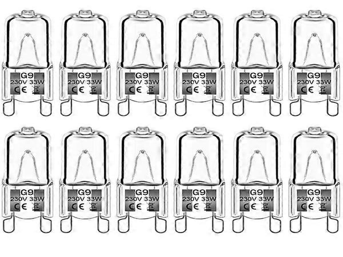 Lurelia Pack De 12 Lâmpadas Halógenas G9 33w 230v 2800k 380lm, Branca Quente, Regulável, Sem Cintilação, Para Teto