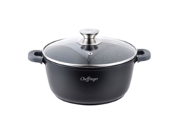 CHEFFINGER Caçarola para Indução Revestimento Antiaderente Efeito Mármore 28Cm com Tampa Preto