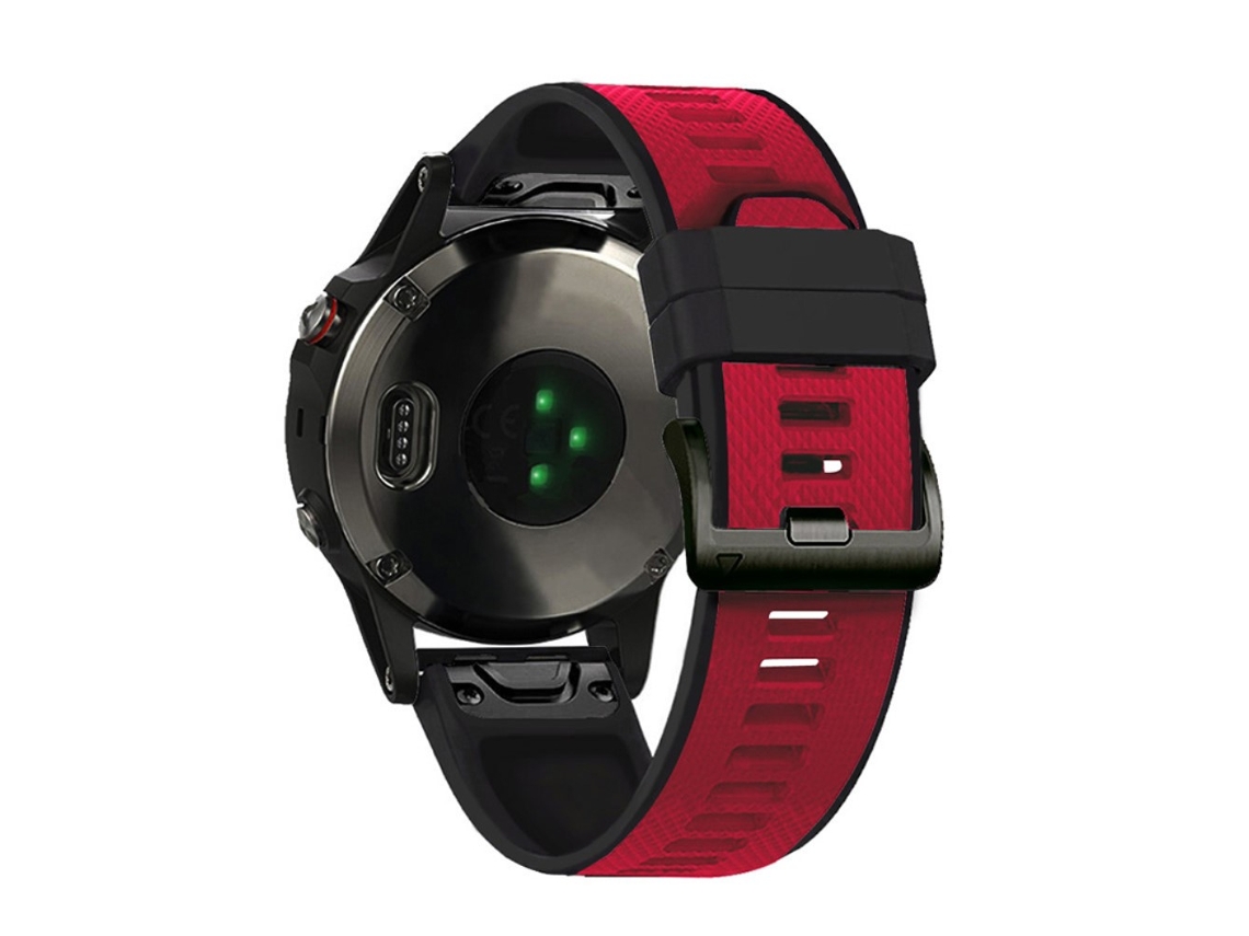 Bracelete Silicone Duas Cores 22Mm para Garmin Fenix 6/Fenix 5/Forerunner 945/Forerunner 935/Marq Vermelho/Preto