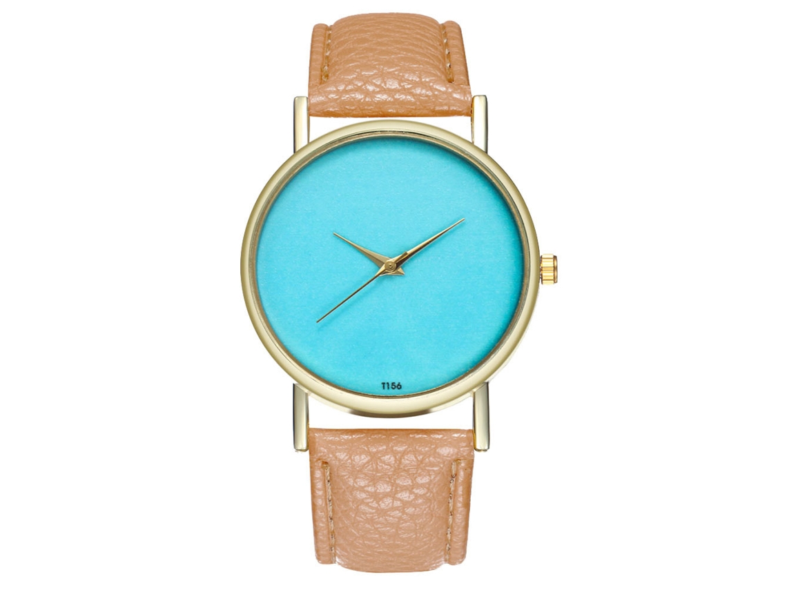Reloj De Cuero Pu Unisex Dial Redondo Mujer Hombre Cuarzo Beige